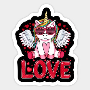 Cute Unicorn Love Heart Valentines Day Girls Kids Sticker